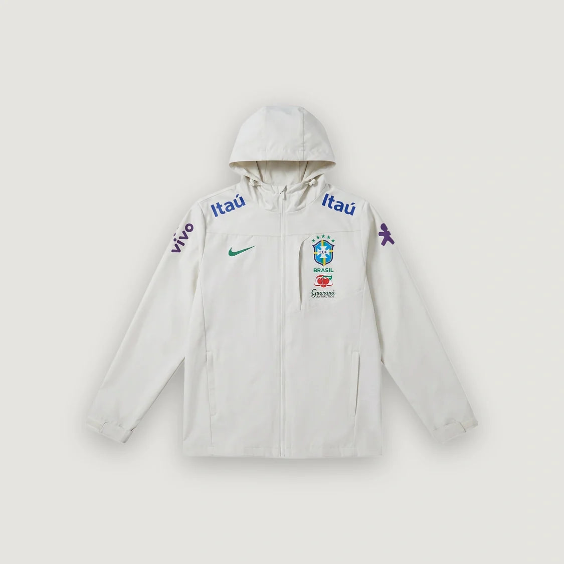 Brésil – Veste Coupe-Vent à Capuche – Blanc Cassé